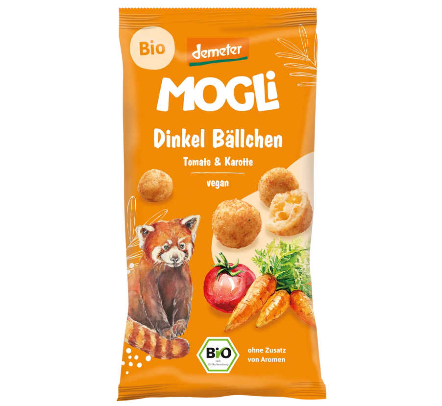 MOGLi スナック かじるペストリー スペルト小麦ボール トマトとニンジン 40g