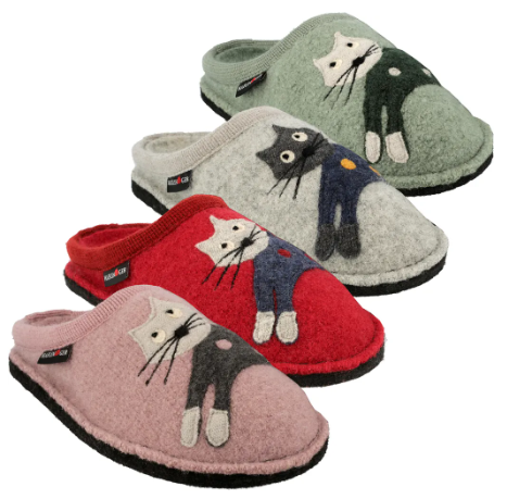 ハフリンガー(HAFLINGER) 高級スリッパ ねこモデル