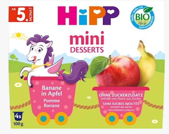 Hipp 果物カップ リンゴ・バナナ 5か月から 100g×4個(0.4kg)