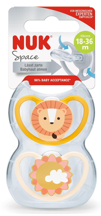 NUK ヌーク スペース おしゃぶり ベージュ/オレンジ サイズ3 18〜36ヶ月 2個