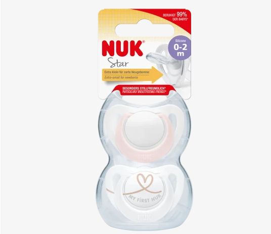 NUK ヌーク スター おしゃぶり ローズ/ホワイト サイズ0 0〜2ヶ月 2個