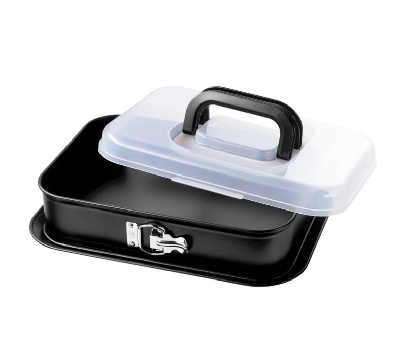 KAISER カイザー インスピレーション 四角形スプリングフォームパン (持ち運び用蓋付き、35 x 24cm)