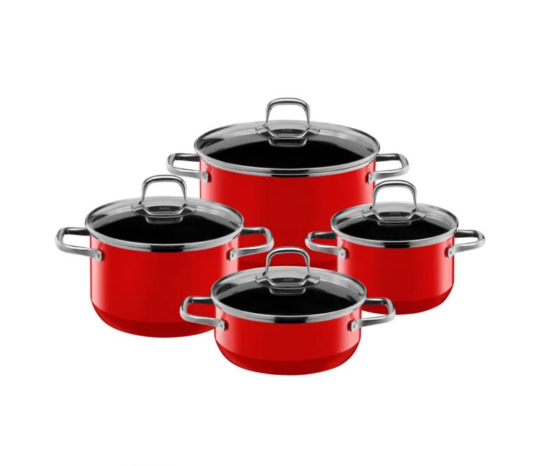 SILIT シリット シラルガン エレガンスライン クックウェアセット (4点セット、レッド)