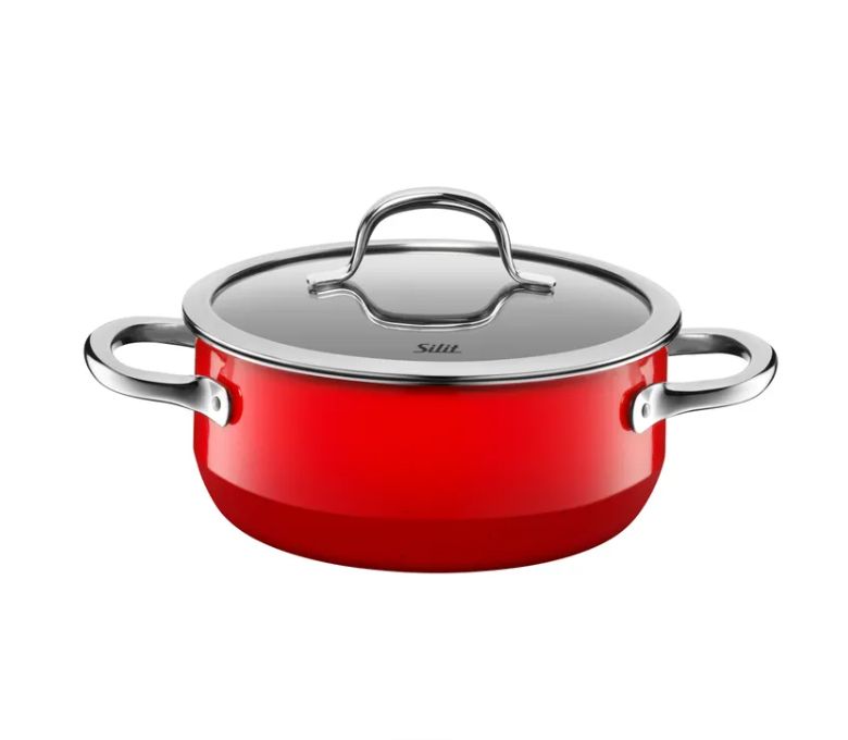 SILIT シリット シラルガン パッション ブレージングパン (蓋付き、20cm、レッド)