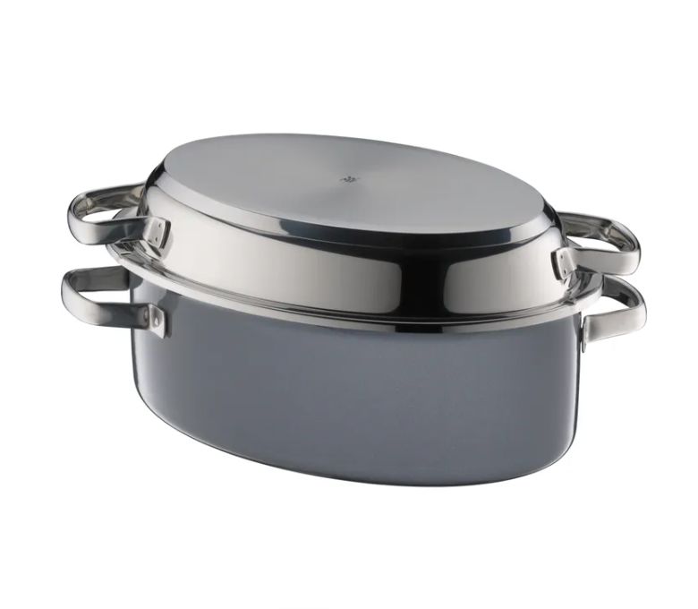 WMF フュージョンテック 多目的ロースター (蓋付き、38cm、プラチナ)