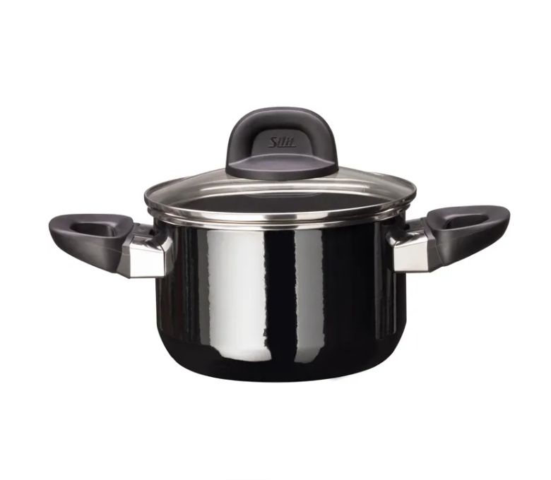 SILIT シリット シラルガン モデストライン スープポット (蓋付き、16cm、ブラック)