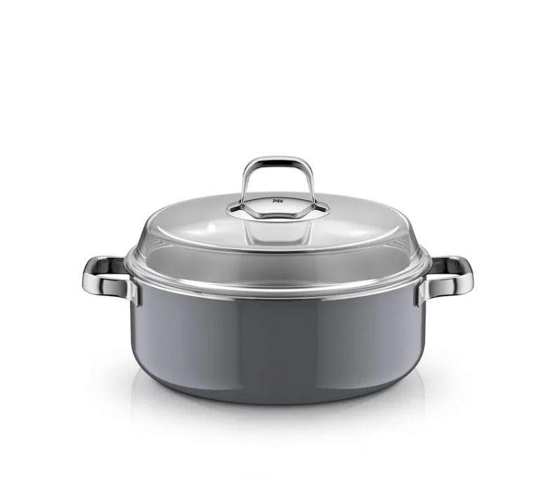 WMF フュージョンテック ミネラルプロ 円形ロースター (蓋付き、28cm、プラチナ)