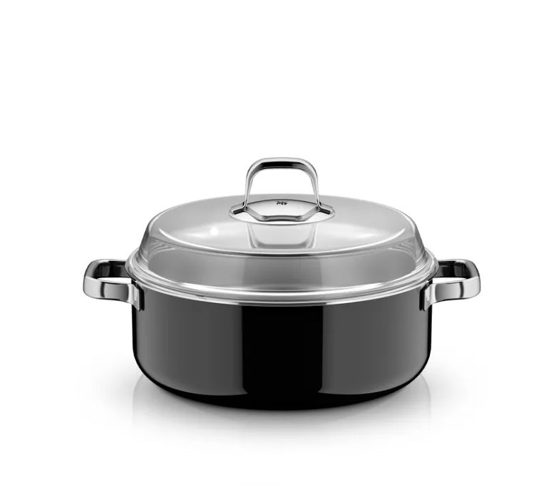 WMF フュージョンテック ミネラルプロ 円形ロースター (蓋付き、28cm、ブラック)