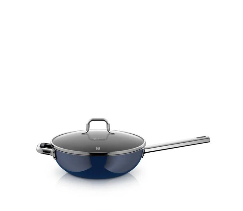 WMF フュージョンテック ミネラルプロ 中華鍋 (蓋付き、28cm、Tim Raue オーシャンブルー)