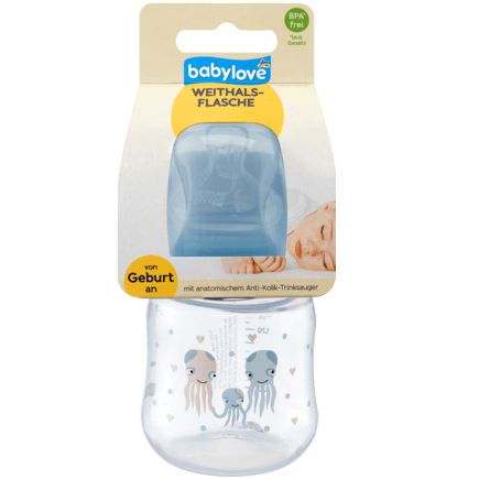 babylove 広口哺乳瓶 共通サイズ 150ml グレーブルー/タコの家族 1個